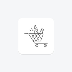 Cart icon, shopping cart, order cart, checkout cart, cart items thinline icon, editable vector icon, pixel perfect, illustrator ai file