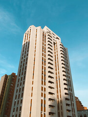 Medellin, Antioquia, Colombia. February 19, 2024: The Marco Fídel Suárez Residential Unit, better known as “the Towers of Bomboná and blue sky.