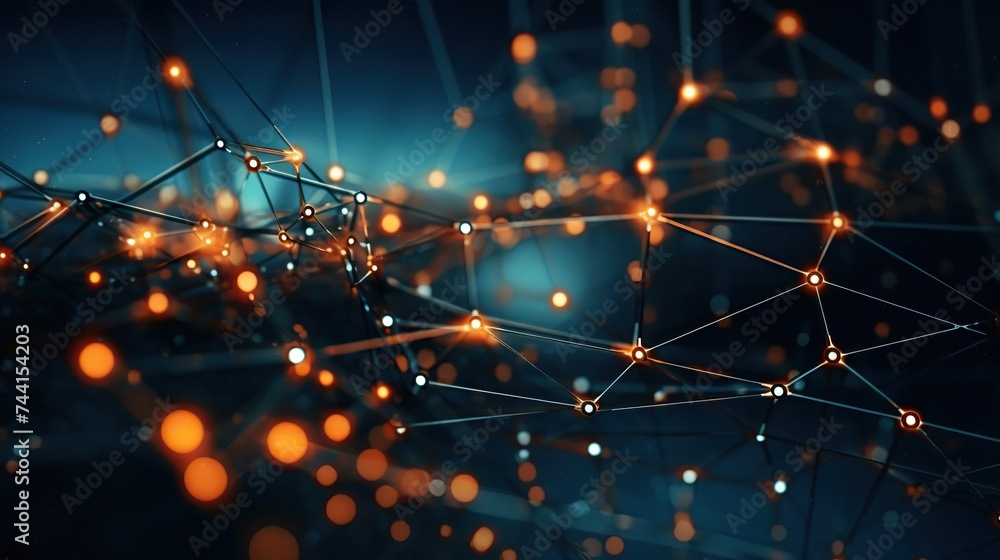 Poster network topology visuals with interconnected dots and lines, symbolizing information networks, perfe
