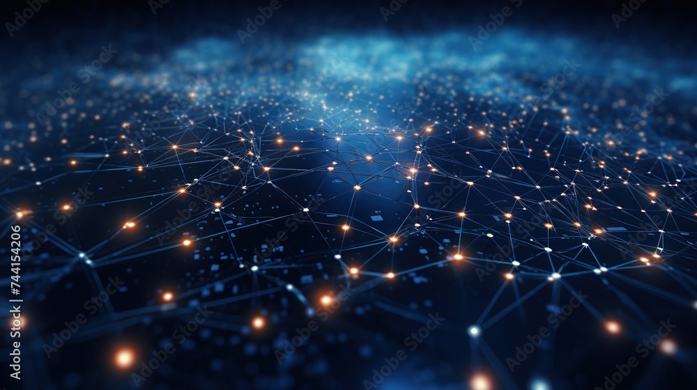 Poster digital web illustrations featuring nodes and connections, representing virtual communities, suitabl