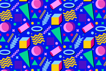 Geometric shapes 90s pattern
