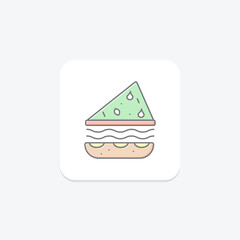 Sandwiches icon, sandwich shop, deli, sub, hoagie lineal color icon, editable vector icon, pixel perfect, illustrator ai file