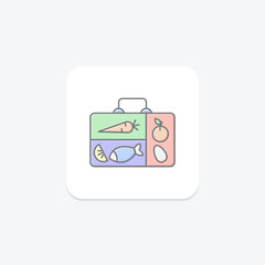 Meal Kits icon, meal prep kits, meal delivery kits, cooking kits, recipe kits lineal color icon, editable vector icon, pixel perfect, illustrator ai file