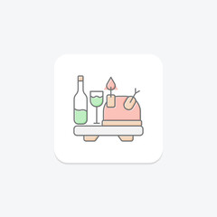 Dinner icon, evening meal, supper, dinner options, dinner menu lineal color icon, editable vector icon, pixel perfect, illustrator ai file