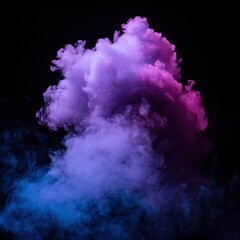 cloud of pink, blue, and white smoke swirling together in the center. The smoke creates an abstract, almost organic shape that resembles a brain. The background is black