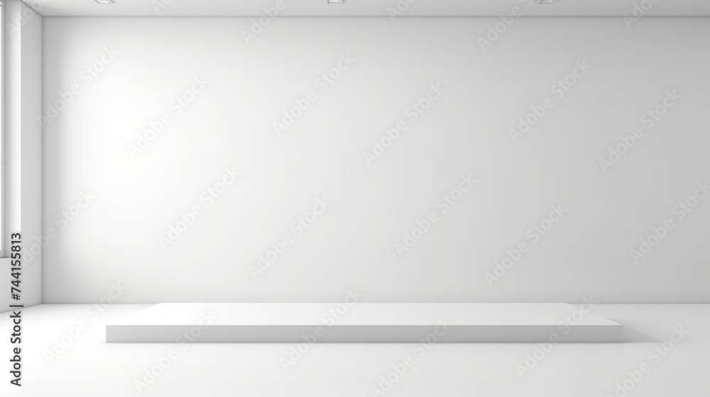 Poster abstract white studio background for product presentation. empty room with shadows of window and flo