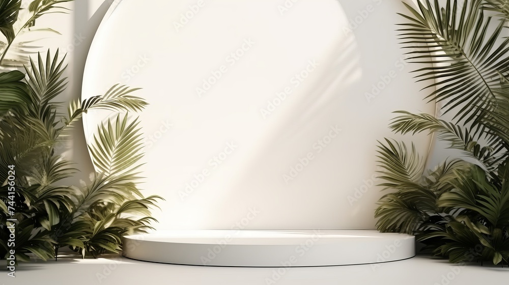Aufkleber abstract white studio background for product presentation. empty room with shadows of window and flo