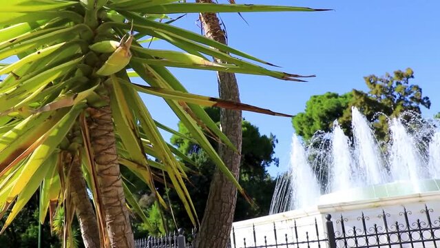 Congress Center Building Zappeion Historic buildings and fountain Athens Greece.