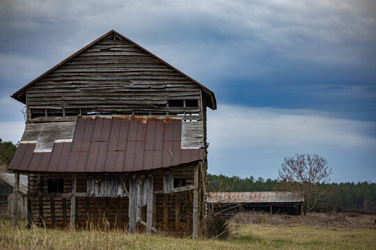 Old barn in country field
