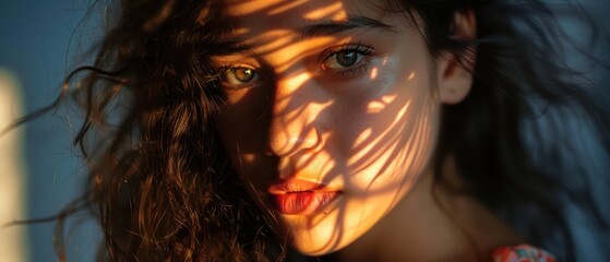 Woman's portrait in golden hour light