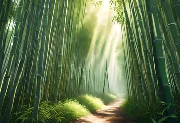 Deurstickers green bamboo forest © Sana