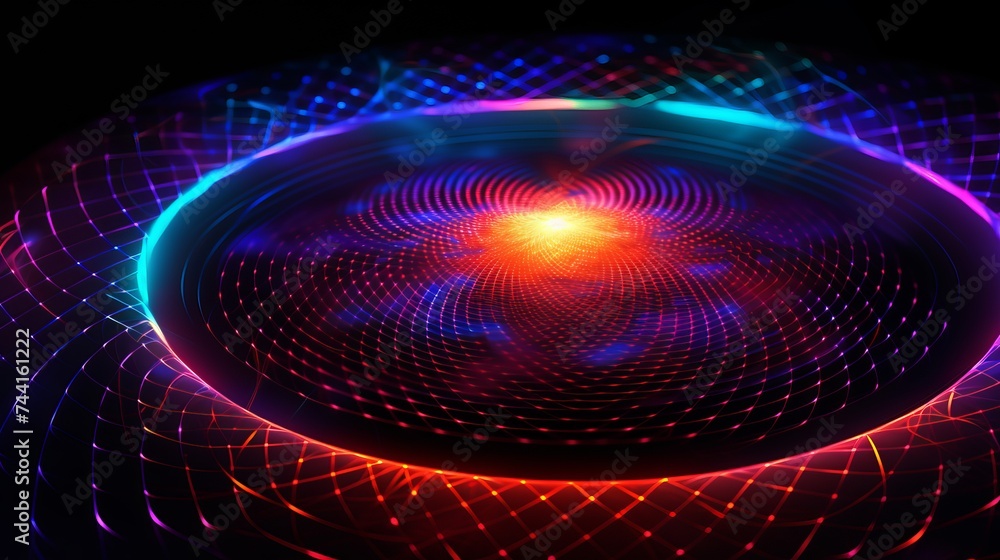 Poster circular holographic patterns of on background