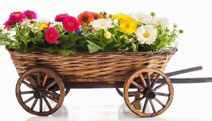 Fototapeta na wymiar wagon flowers isolated