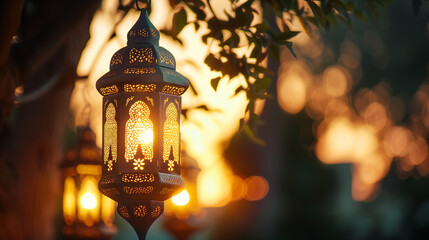 Traditional Muslim Arabic holiday Ramadan, background. AI Generated