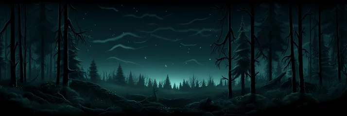 Foto op Plexiglas Dark Mysterious Forest Landscape Background image HQ Print 15232x5120 pixels. Neo Game Art V5 27 © Neo Game Art