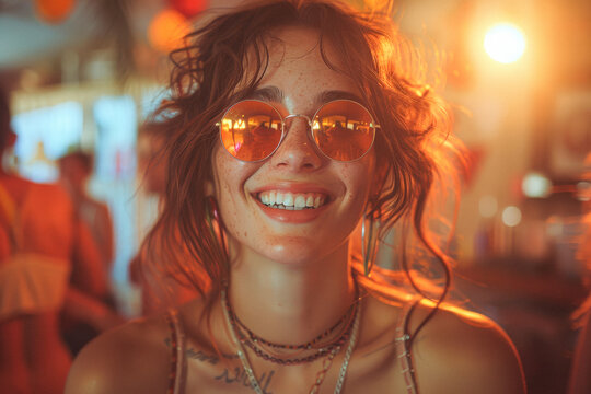 A group of friends having an impromptu dance party in their living room, the space alive with laughter and rhythm.
