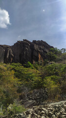 Climbing rock in Serra do Cipó region , Minas Gerais, Brazil in a limestone massif with hundreds of climbing routes of various different grades. This climb is famous all over the world.