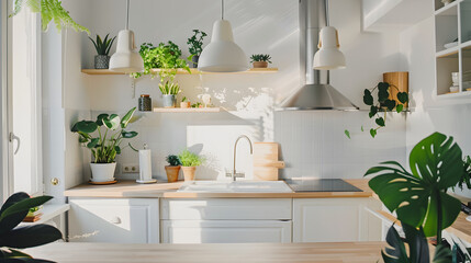 Lush Plant-Filled Kitchen by Window