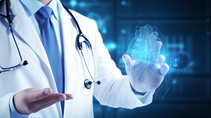 Medicine doctor hand working with modern medical icons