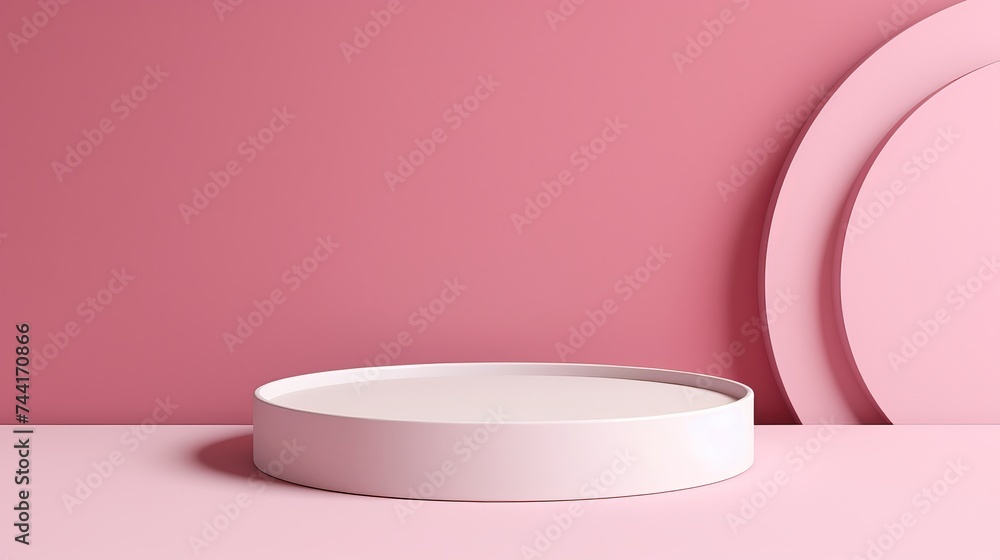 Aufkleber minimal background, mock up with podium for product display,abstract white geometry shape background