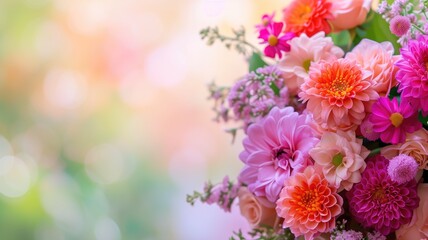 Colorful bouquet of flowers with soft focus