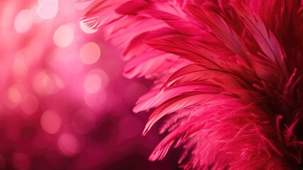 Close-up of vibrant pink feathers with bokeh