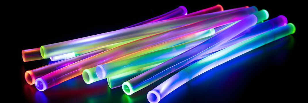 Glowing Neon Party Accessories: Multicolored Glow Sticks in the Dark