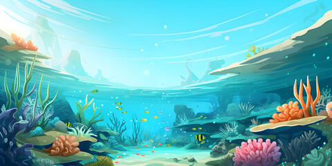 Fototapeta na wymiar Colorful illustration underwater life of Great Barrier reefs