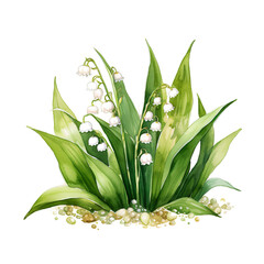 lily of the valley watercolour Generative AI - 744175057