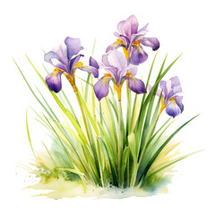 iris flowers watercolour Generative AI - 744175070