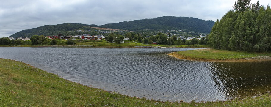 Landscape at the bay Gammelosen in Orkanger, Trondelag County, Norway, Europe
