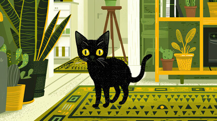 Colorful Art Studio Creativity: Painter Kitten and Easel