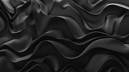 Dynamic smoothed 3D-rendered abstract background with dark black colors
