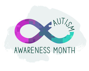 Autism Awareness Month or Autism Acceptance Month greeting banner.  World Autism Awareness Day.	