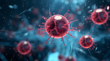 viral virus depicted in 3d animation - obrazy, fototapety, plakaty