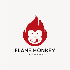 FLAME MONKEY FIRE LOGO VECTOR ICON ILLUSTRATION