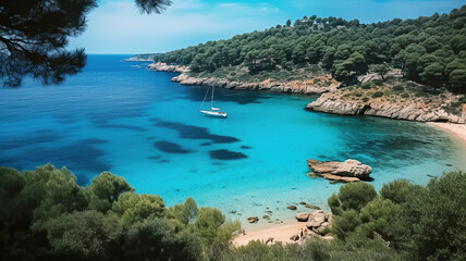 Obraz premium Sea bay with a yacht