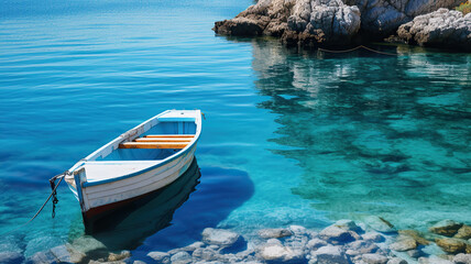 Obraz premium Sea bay with a boat