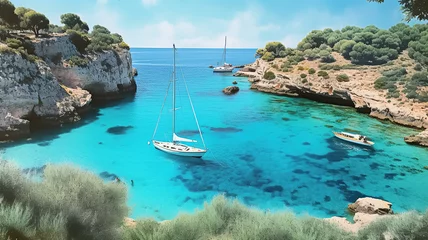 Foto auf Acrylglas Sea bay with a yachts © Victoria Andrievska