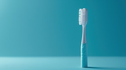 An electric toothbrush upright on a clean surface, representing modern dental hygiene technology for effective oral care. - obrazy, fototapety, plakaty