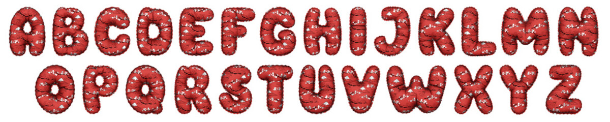 3D Helium Balloon Letters A to Z collection set with chinese mountain & flower pattern with red color
