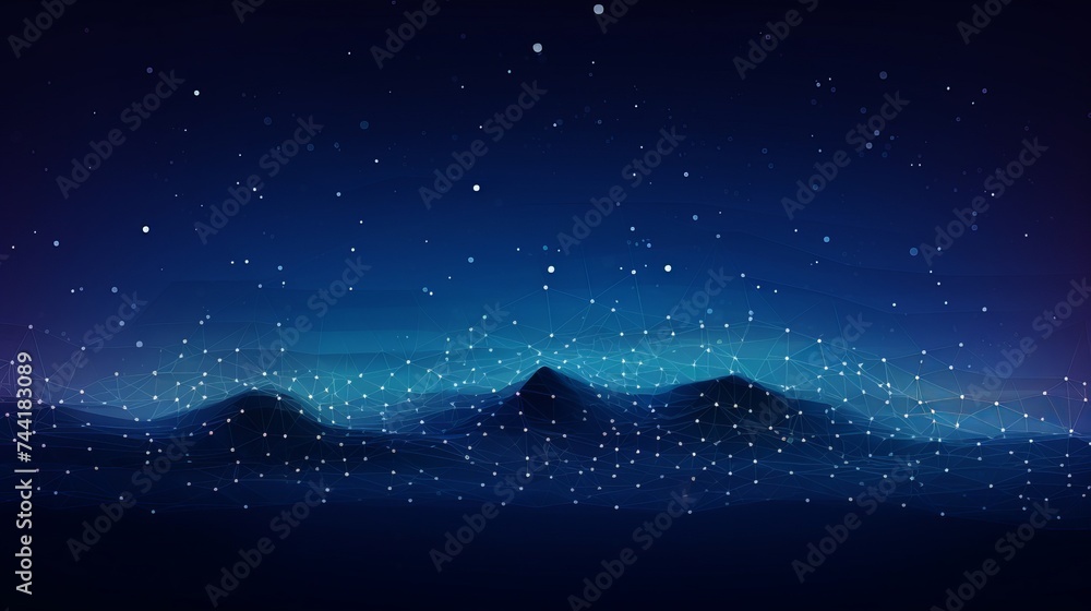 Aufkleber vector abstract futuristic digital landscape with particles dots and stars on horizon. computer geom