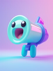 3D icons of cute megaphones in clay-style, cartoonish design