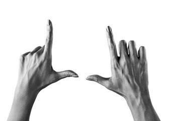 female hands in various colors close-up on cutout background