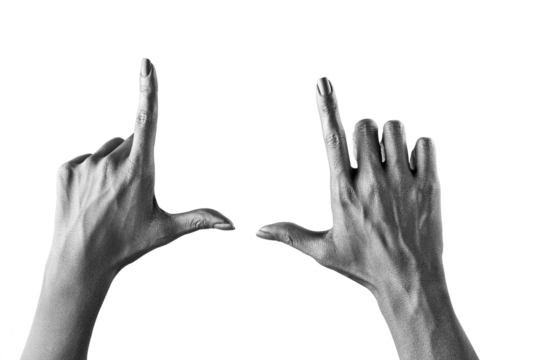 female hands in various colors close-up on cutout background