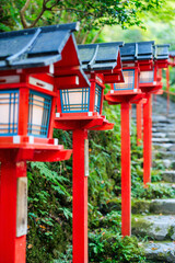 Red lanterns at Kifune Shrine - 744186013