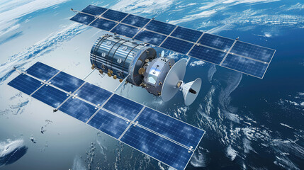 Fototapeta premium Global Connectivity: Satellite Constellation & Network Visualization