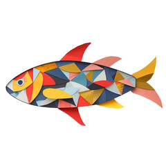Colorful Geometric Paper Craft Fish