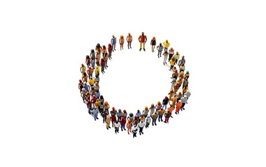 Equal Sign Shifting into Multicultural Figures Isolated on Transparent Background.