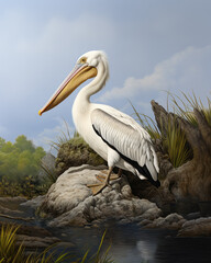 Image of American White Pelican printed on Printed Glass Splashbacks